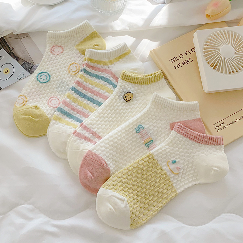 Women's Socks Spring and Autumn Low-top Short Socks Japanese Style College Style All-match Breathable Odor-proof Student Boat Socks Cartoon Cute