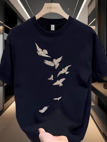 100% Cotton Men's T-Shirt, Half-Sleeve, Stylishly Printed, Short-Sleeve, Crew Neck — Summer-Ready, Loose-Fit, Versatile, Trendy Streetwear Casual Top