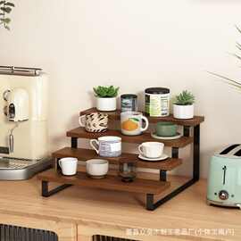 阶梯式展示架木质桌面多层置物架香水咖啡杯收纳架盲盒手办陈列架
