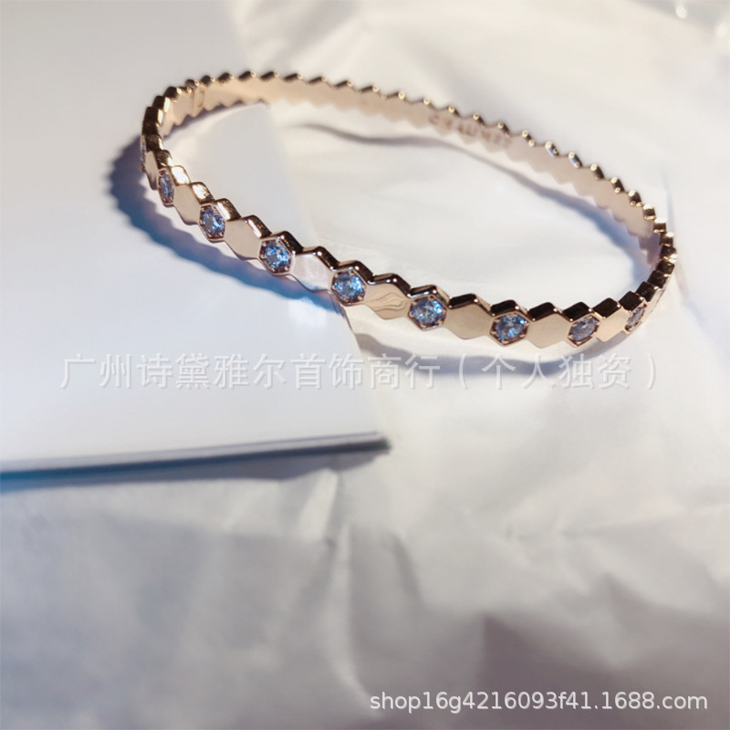 Honeycomb Bracelet 18K Honeycomb Color Gold Full Diamond Ring Trendy Fashion Jewelry Ready-Made Factory Direct Sale