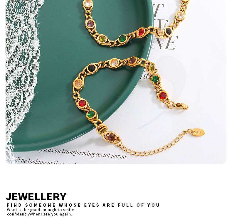 Women's Gender Simple Style Round Copper Plating Inlay Zircon Bracelets Necklace