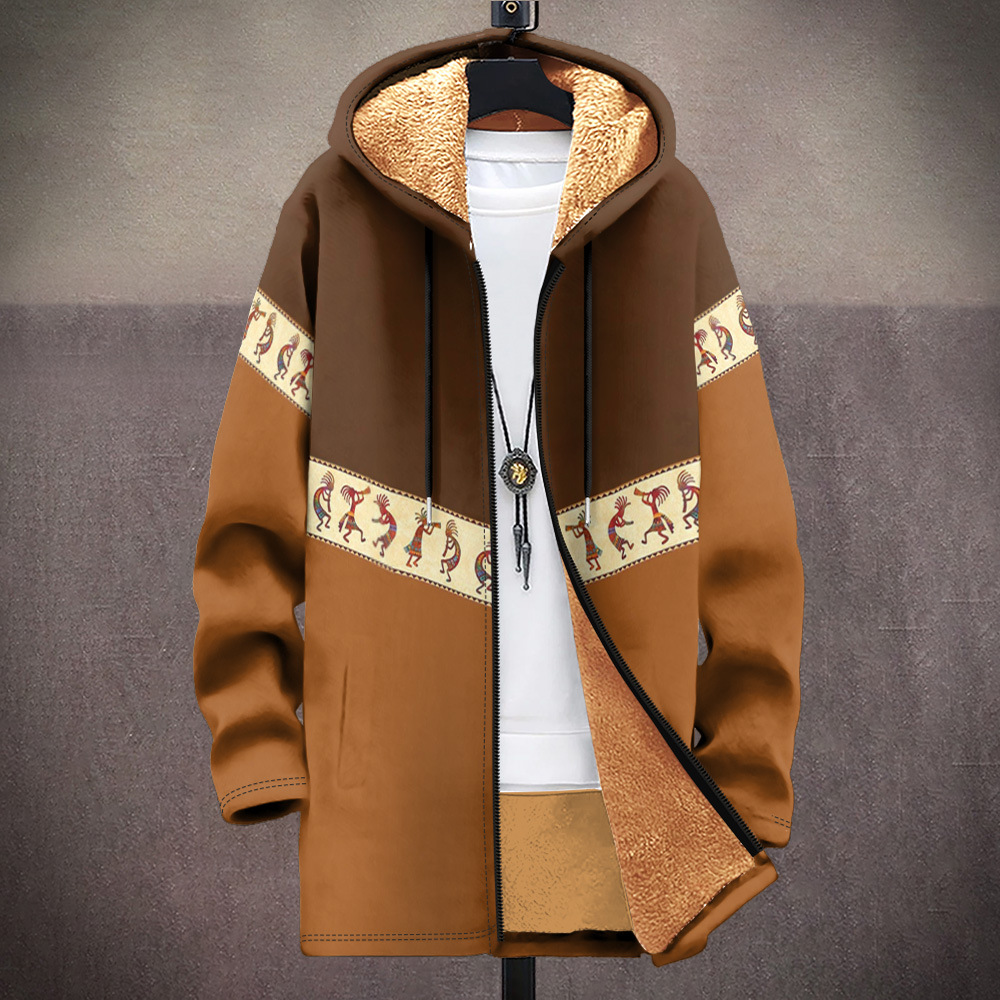 Men's autumn and winter multi pattern Christmas cotton jacket DIY with velvet 3D printing hooded cardigan zipper pocket_voghion.com