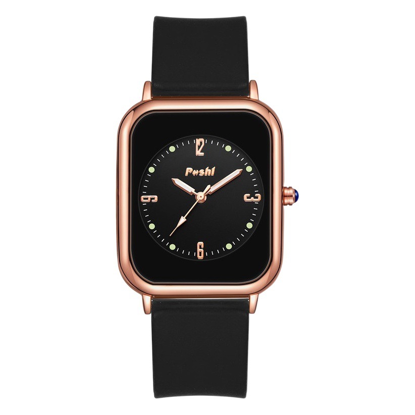 Reloj femenino 2023 nueva jalea POSHI pequeña mesa cuadrada moda simple silicona reloj de mujer