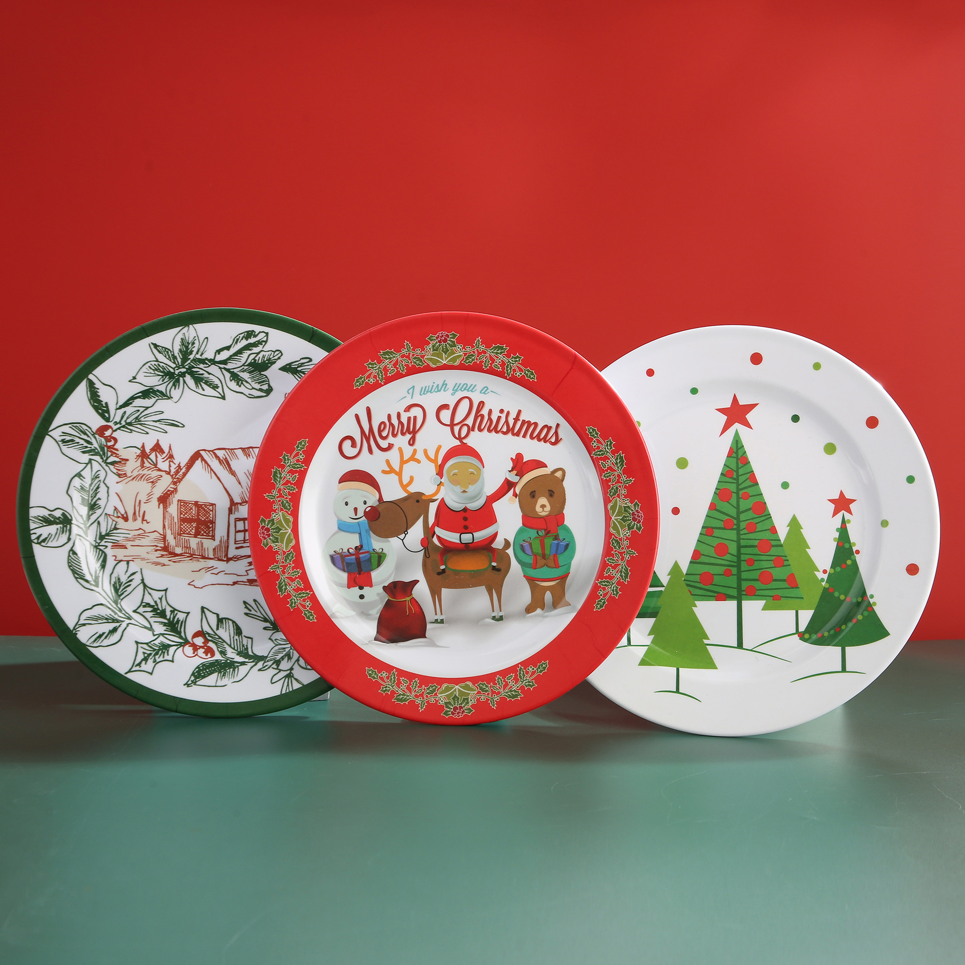 Platos de Navidad de melamina Platos de Santa Claus Año Nuevo Navidad Fiestas de Año Nuevo Platos de Navidad