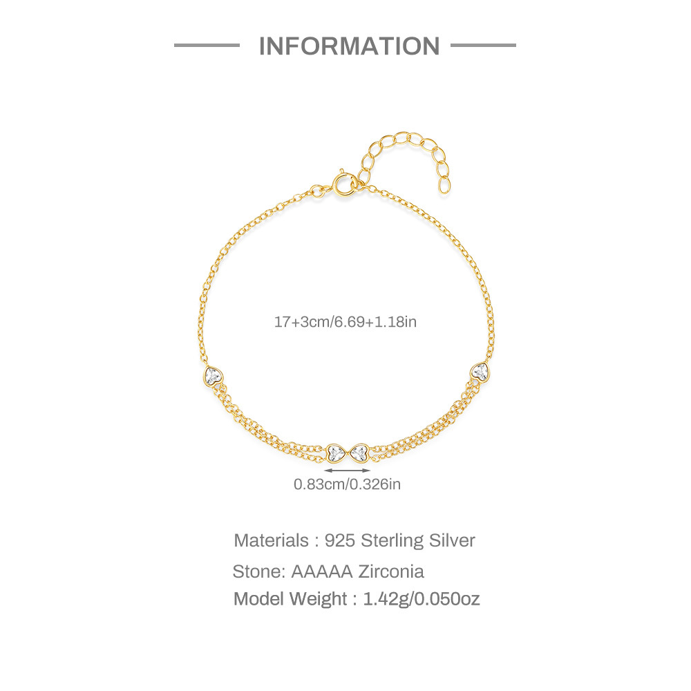 Bracelets, Earrings Classification Jewelry + Earrings 925 Sterling Silver Heart Shape Zircon Cable Chain Bracelets Earrings