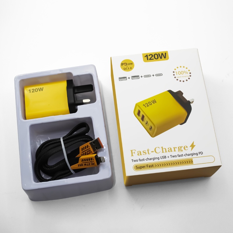 跨境120W多口充电器 双PD+双TYPE-C手机快充充电器欧美规英规插头|undefined