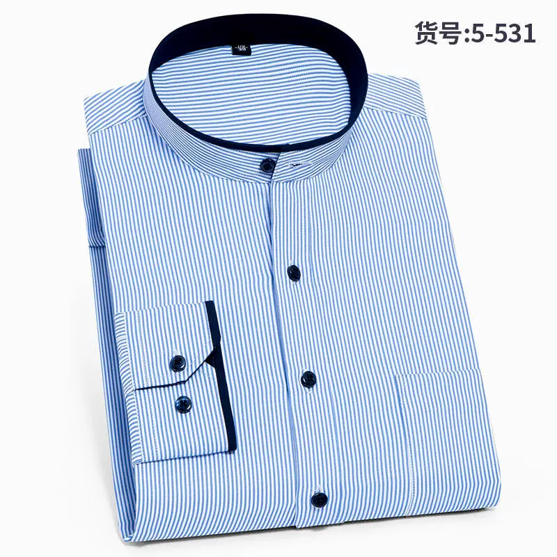 Китайская рубашка с воротником мужской длинный рукав 40 хлопка белый бизнес бесплатно без воротника