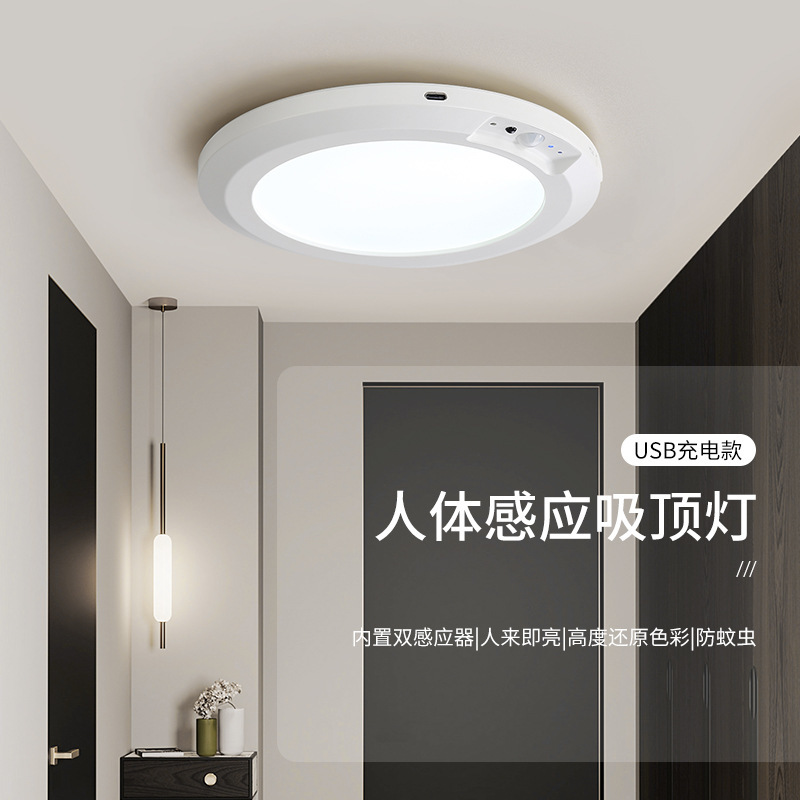 Human body induction ceiling lamp aisle cloakroom balcony led wireless induction USB charging with remote control Human body induction ceiling lamp aisle cloakroom balcony led wireless induction USB charging with remote control