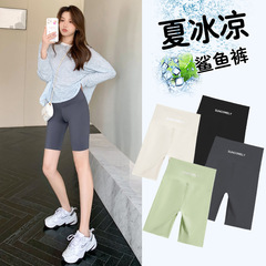 女性用5点サメパンツ、夏用薄手お腹コントロールパンツ、サイクリングパンツ、シームレスヨガ大きいサイズレギンス、女性用薄手
