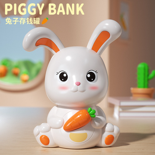 Little Rabbit Piggy Bank Toy Little White Rabbit Piggy Bank Kindergarten Prize Gift Color Box Can be Deposited and Retrieved for Girls