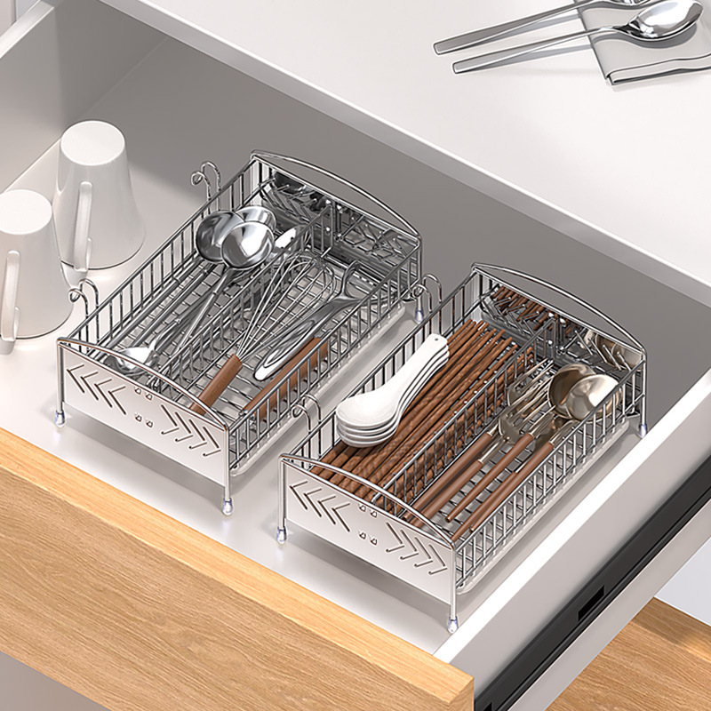 Chopstick Storage Box Kitchen Disinfection Cabinet Drawer Cupboard Built-In Rack for Chopsticks, Spoons, and Tableware, Special Draining Basket, Chopstick Holder