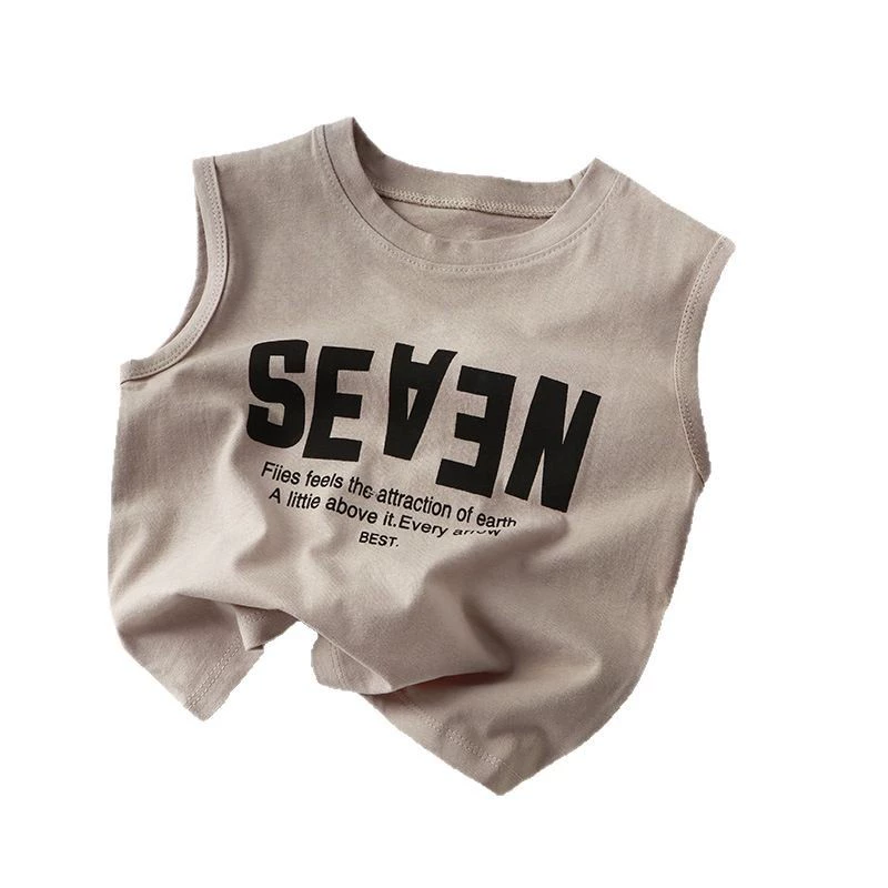 summer cotton vest for boys, Korean style sleeveless t-shirt, sizes 80–150 cm