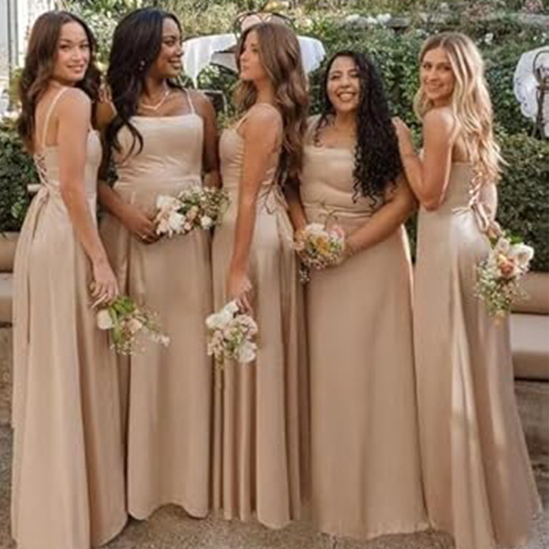 Amazon Cross-border Evening Dress Split Sling Tight Waist Slim Bridesmaid Dress Party Show Dance Dress