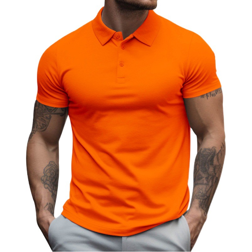 2023 verano Comercio exterior nuevos hombres solapa de manga corta Camiseta polo hombres más tamaño cuello suelto color sólido camiseta