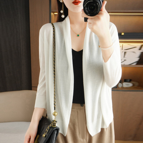 Summer women's air-conditioning sweater thin ice silk linen cardigan long-sleeved women's cardigan shawl large size outer waistcoat