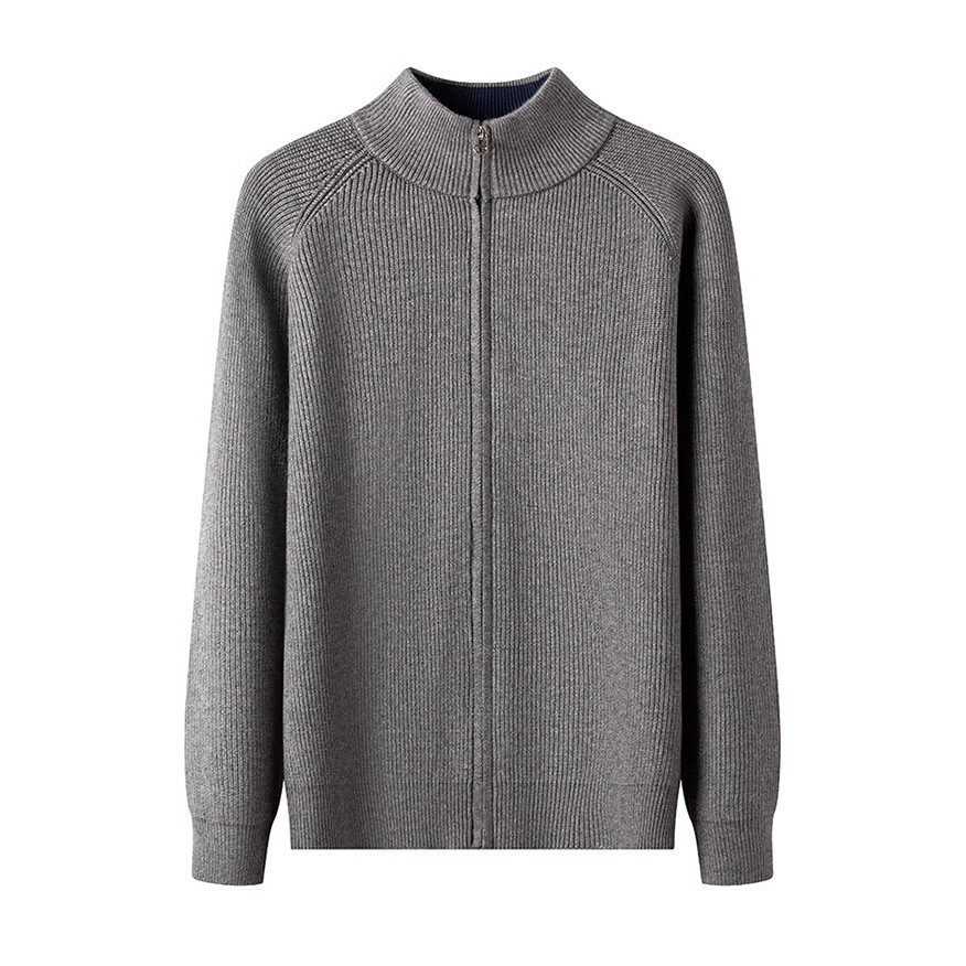 Comercio exterior transfronterizo otoño y invierno nuevo estilo de hombre collar vertical suéter de rayas camisa de punto de moda casual cardigan chaqueta