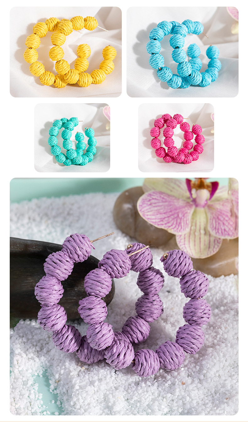 Gioielli e accessori Moda orecchini colorati in rafia per le donne ins design di nicchia temperamento di fascia alta ago d'argento orecchini esagerati marea_voghion.com