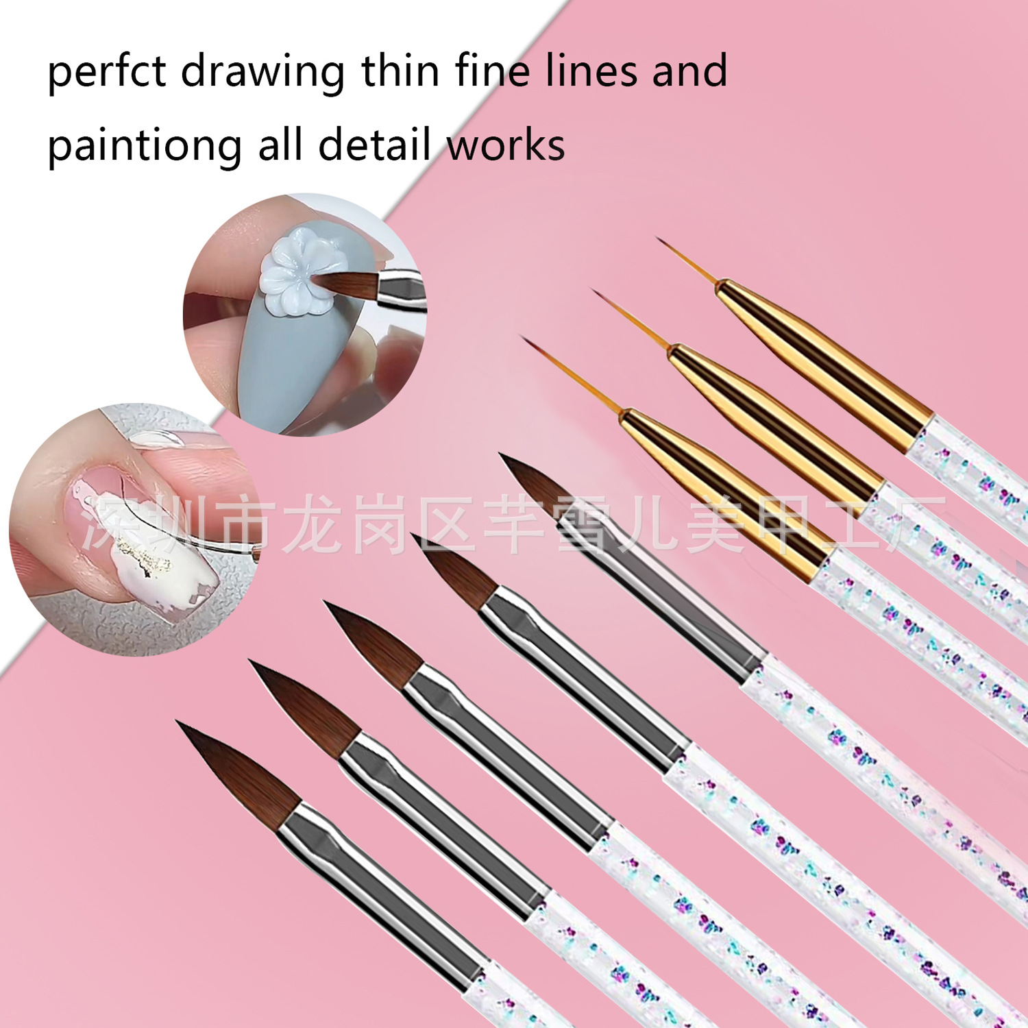 Pluma de dibujo de uñas transfronteriza pequeña cintura Rod lentejuelas Rod punto diamante pintado tallado gancho pluma en caja 31 piezas conjunto