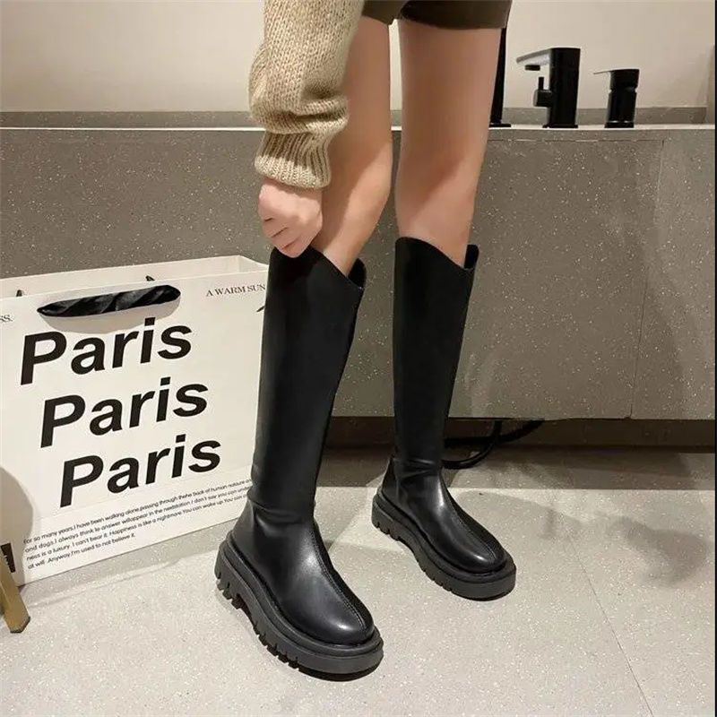 ナイトブーツ レディース 2025秋冬 人気ブーツ 厚底ブーツ ジッパー乗馬ブーツ ハイブーツ レディース 膝上レザーブーツ