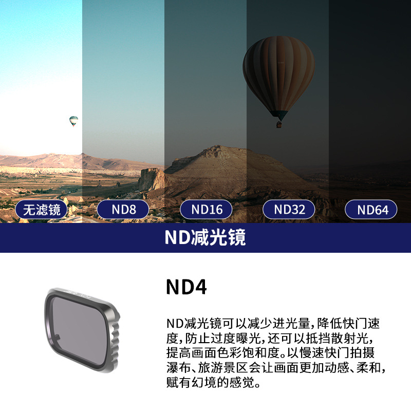 JUNESTAR filtro adecuado para DJI Dajiang UAV Royal Mavic Air2S filtro ND cplmirror de reducción de luz