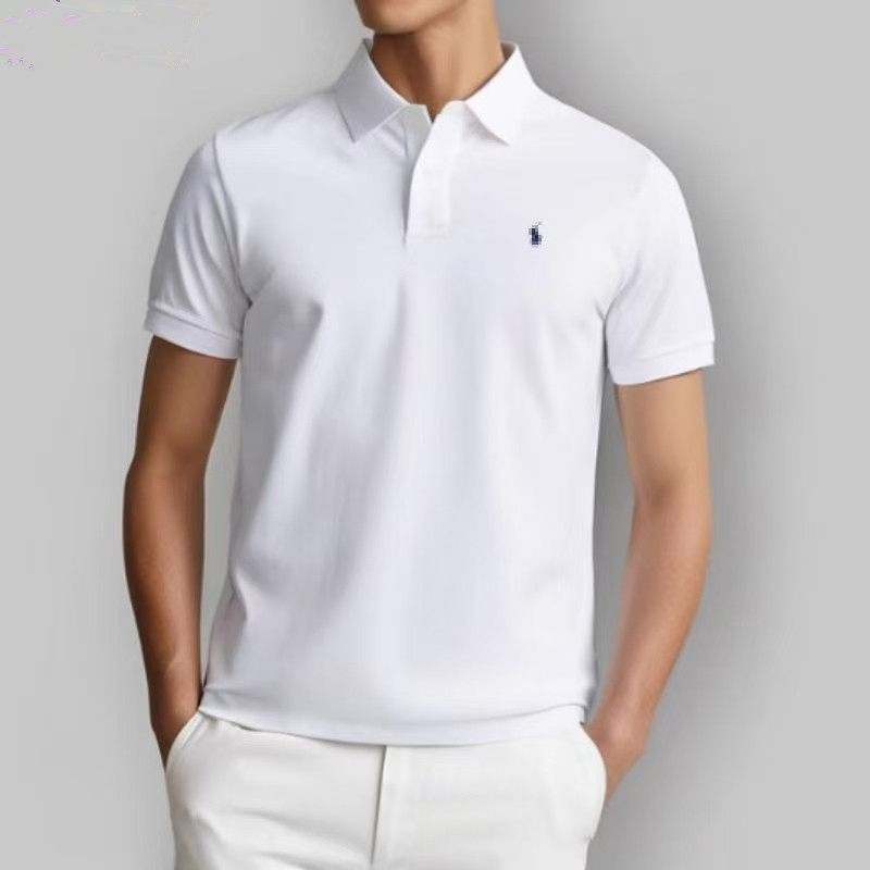 Rl New Spring Short-Sleeved T-Shirt Summer Men's Business Casual Lapel Vermilion Cotton Pure Cotton Polo Shirt Majia Top