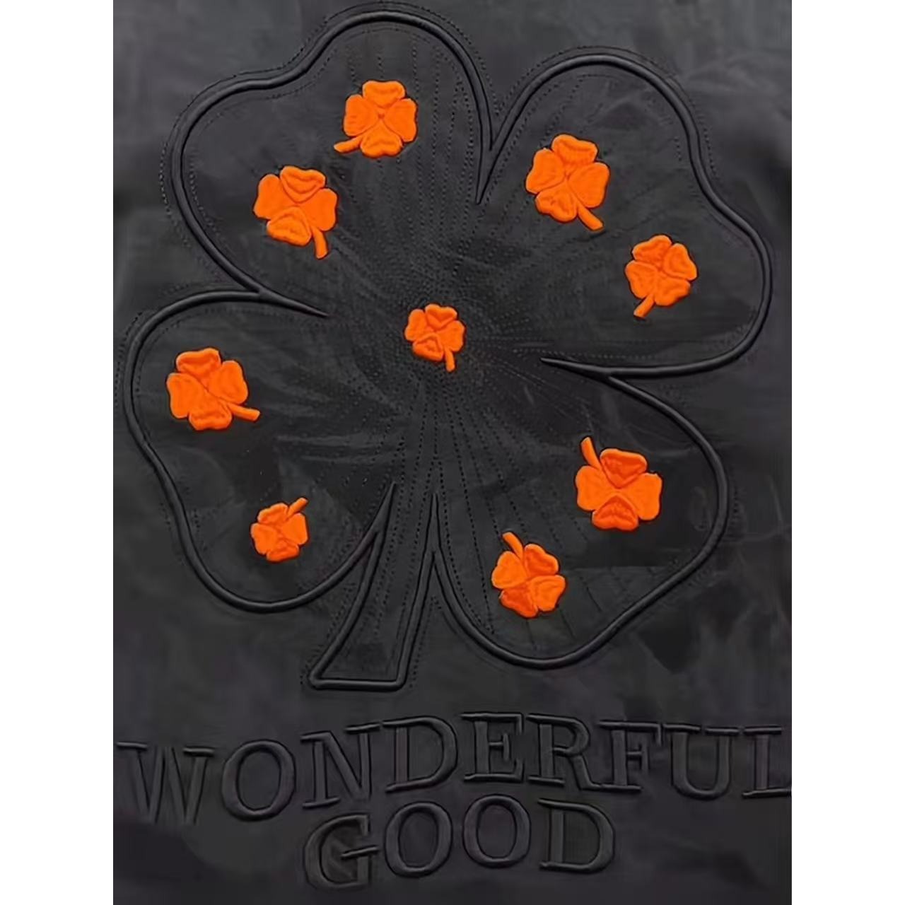 Men's Trendy Summer T-Shirt Style Casual Versatile Tie Dye Leaf Embroidery Short Sleeve Fashionable Lucky Four Leaf Clover_viptrois.com