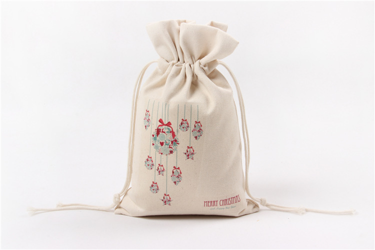 A245 logo printed canvas storage bag with drawstring closure, gift pocket, portable for Christmas packaging gifts undefined