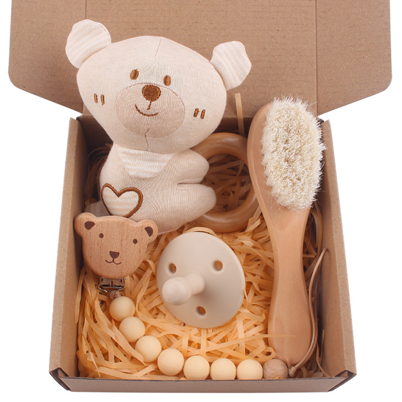 Nuevo bebé de dibujos animados León sonajero mordedor calmante bebé DIY creativo cepillo pezón Cadena de cuatro piezas conjunto