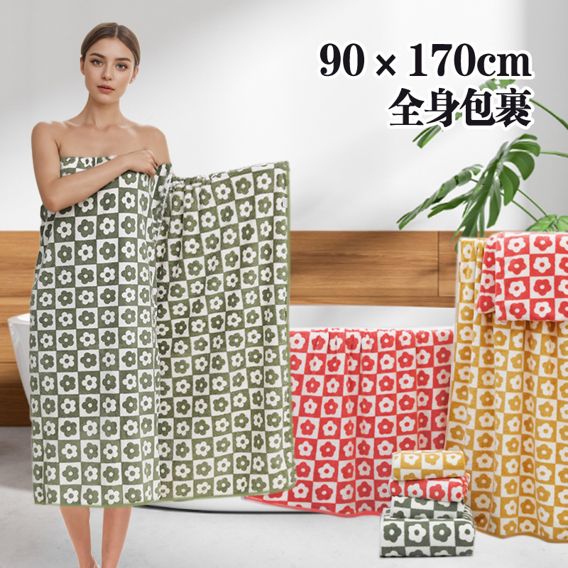 Manufacturer Wholesale Plum Blossom Coral Velvet Bath Towel for Adult Household Couple Model Absorbs Water and Does Not Shed Lint 90×170 Large Size