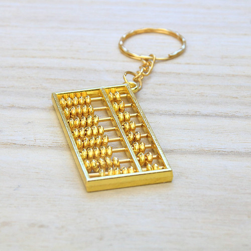 Hot-selling metal 8-speed abacus keychain pendant, wind shui, weekly supplies, lotteries, one-year-old alloy gold-plated pendant