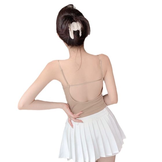 Summer Ice Silk Beautiful Back Camisole Vest Women's Bra with Chest Pad One-piece Inner Base Spice Girl Tube Top