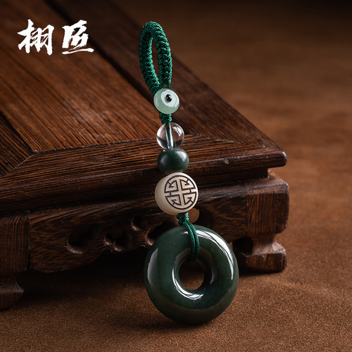 Heavenly Jade Car Keychain Pendant Couple Decorative Accessories for Men and Women, Exquisite Peace Knot Collection Gift