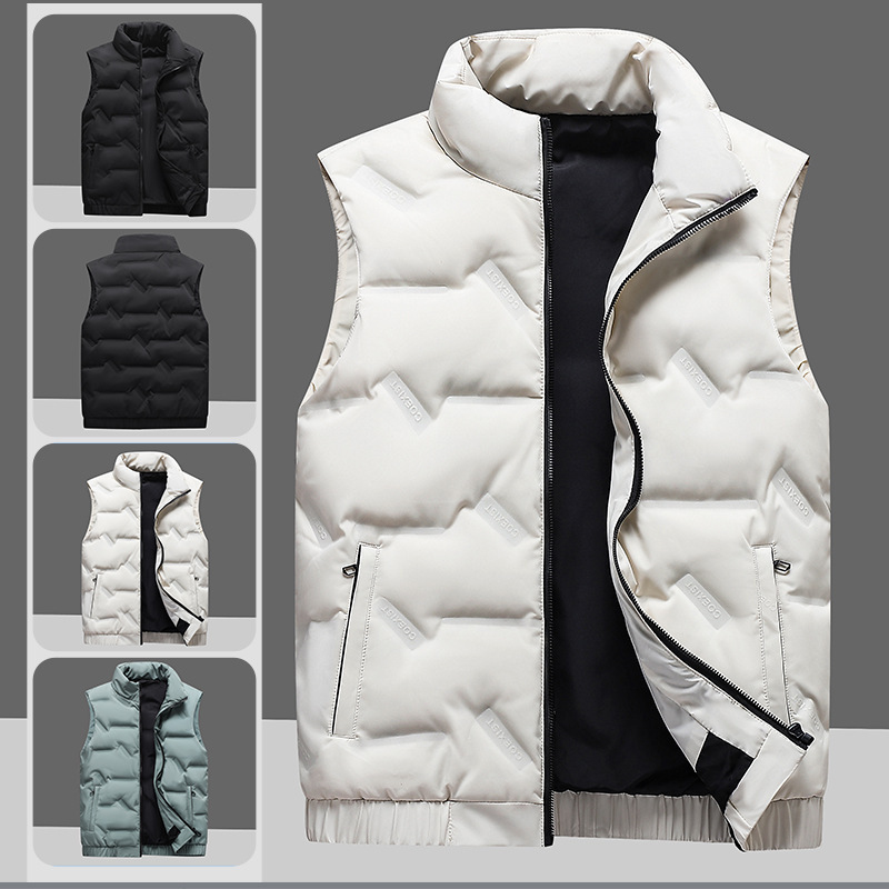 Cross-Border Live Broadcast Hot-Selling Autumn and Winter Men's Stand-Up Collar down Vest Plus Fat Plus Size Vest Versatile Warm Jacket for Men