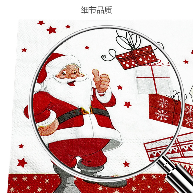新商品現物クリスマス四角いティッシュ使い捨てクリスマスパーティーサンタクロースギフトボックス印刷二層ナプキン|undefined