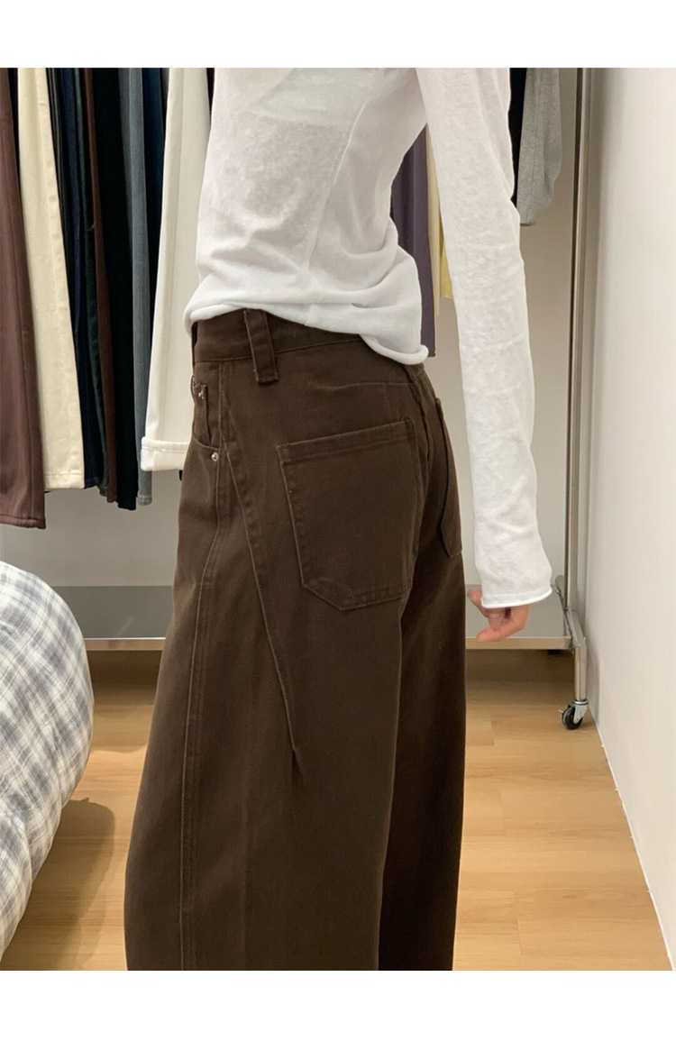 Women's Clothing Brown Maillard High-Waisted Wide Leg Jeans Curved Slimming Straight Leg Pants Loose Fit For Women Spring_ecoleips.com