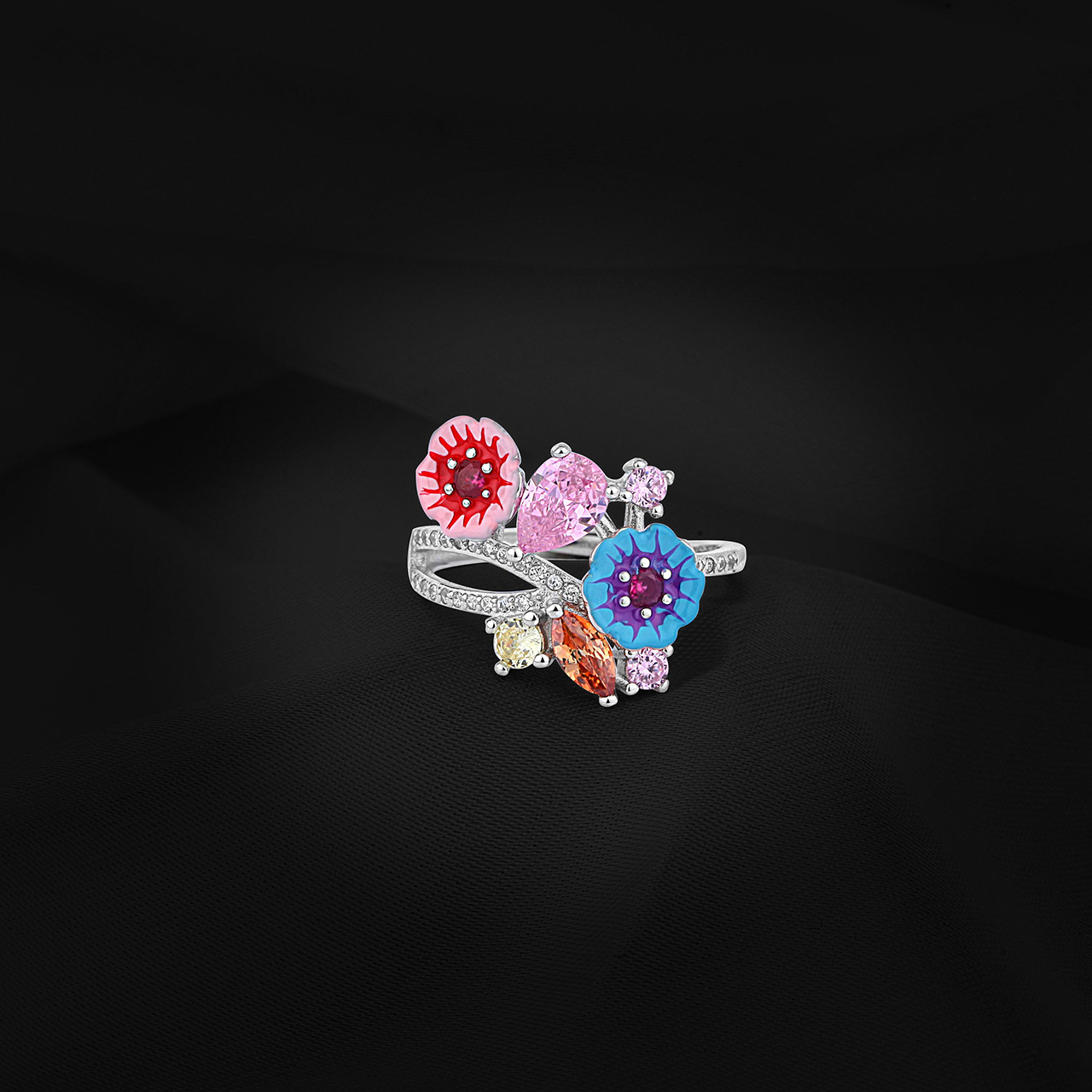 Fashion Geometric Sterling Silver Plating Zircon Open Ring 1 Piece