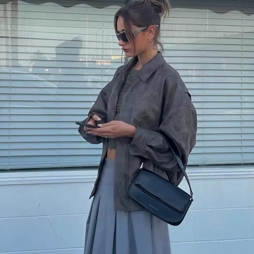 24秋冬新款棕色皮衣外套麂皮绒美式复古宽松廓形飞行夹克皮衣3227