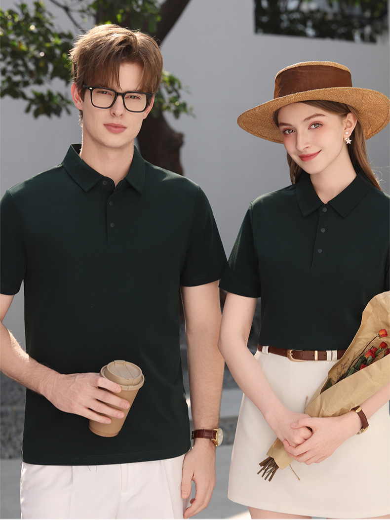 Mulher de seda de manga corta polo personalizado logotipo de verano masculino y femenino camiseta de collar bordado modelo