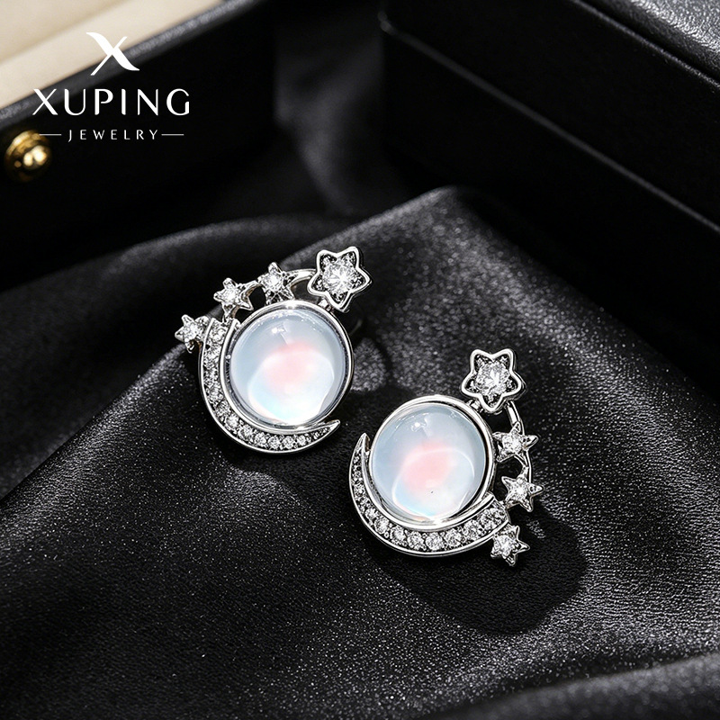 Xuping gemas artificiales nuevas estilas moca piedra estrella luna pernos de orejas temperamento suave nicho simple dulce orejas para mujeres