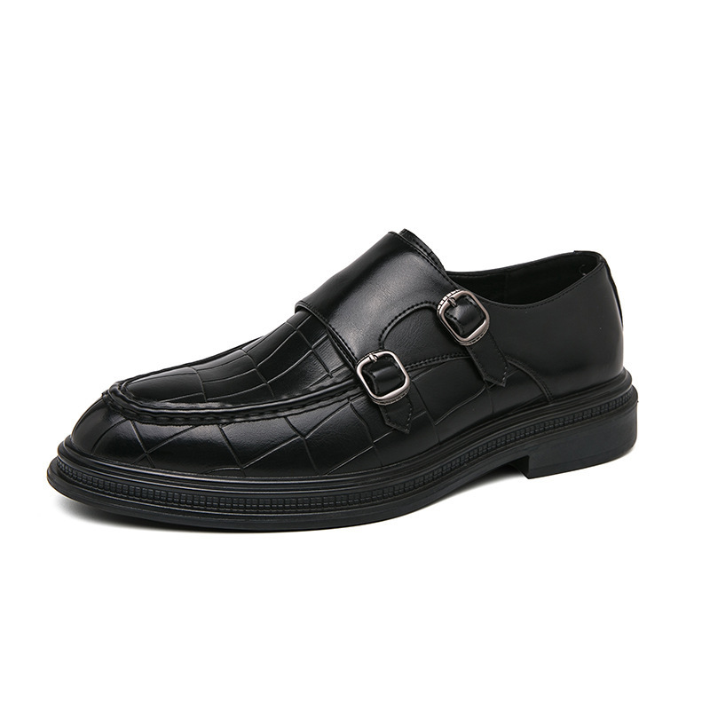Zapatos de cuero de negocios transfronterizos de tamaño grande para hombres 46 zapatos de cuero de punta de doble botón británicos de tamaño grande para hombres zapatos de cuero de altura