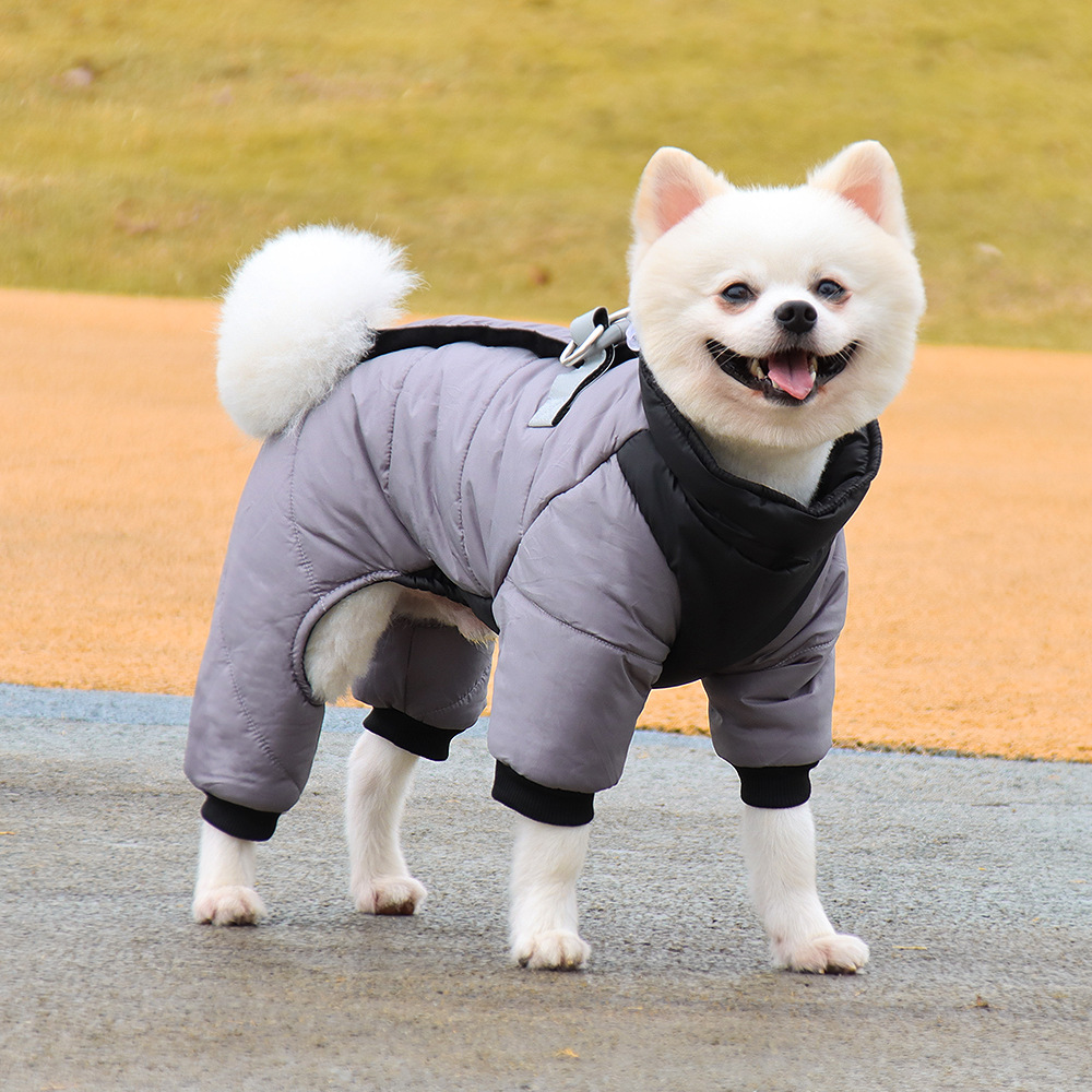 Nuevo Abrigo De Algodón Para Perro A Prueba De Viento De Color Sólido Para Invierno display picture 4