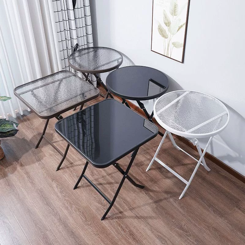 Складной обеденный стол, магазин чая с молоком, простой маленький круглый стол, балкон, домашний маленький круглый стол из закаленного стекла, уличный игровой стол