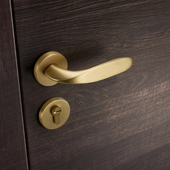 American-style indoor bedroom door lock, brass gold door handle, simple silent magnetic French bronze lock set