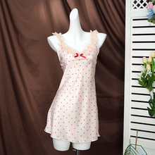 【爱心波点】法式吊带连衣裙冰雪丝睡裙粉色爱心蕾丝少女夏季薄款