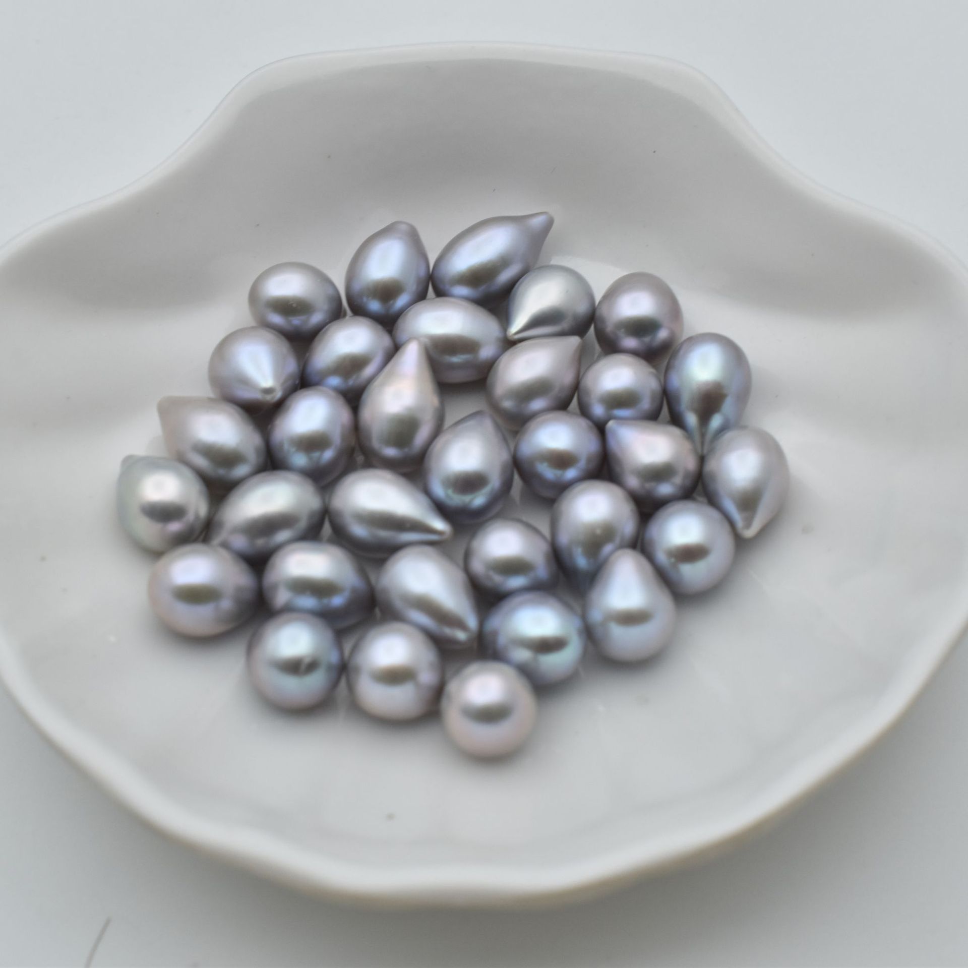 Natural freshwater pearl imitation Japanese strong light plastic plated gray true multi-pearl non-hole naked beads Diy