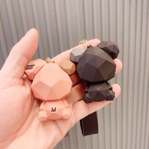 Cute Bear Keychain Silicone Car Couple Charms Cartoon Schoolbag Ornament Creative Wholesale Keychain