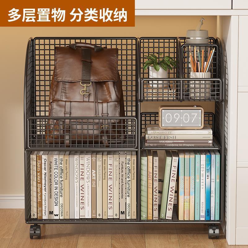デスク下の本棚、デスク下の学生用本収納ボックス、ホームデスクの横にある取り外し可能な収納キャビネット|undefined