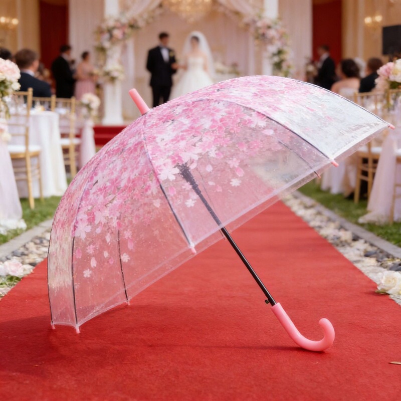 Wedding Flower Umbrella, Birdcage Transparent Umbrella, Arched Mushroom-Shaped Cherry Blossom Sun Umbrella, Fresh Style, Rainproof and Sunshade Wholesale