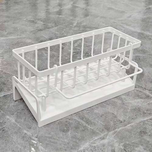 Kitchen plastic storage rack sink with pole rag rack faucet sink dishwashing wire ball storage drain rack