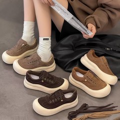 厚底板鞋女2025秋季新款真皮软底系带德训鞋百搭轻便运动休闲鞋